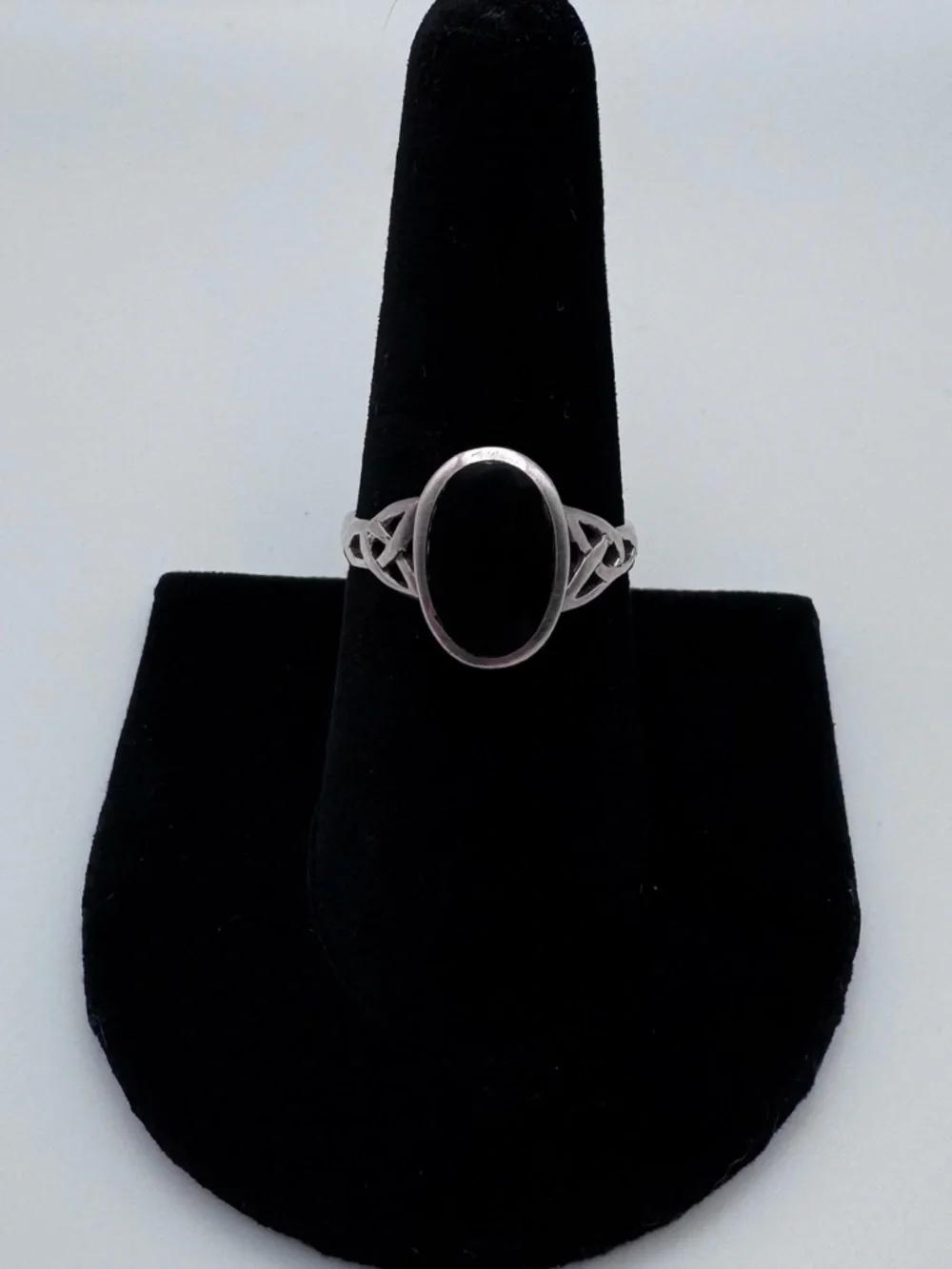 Sterling Silver 925 Oval Black Onyx Inlay Gemstone Ring Size 8.25 - Picture 1 of 7